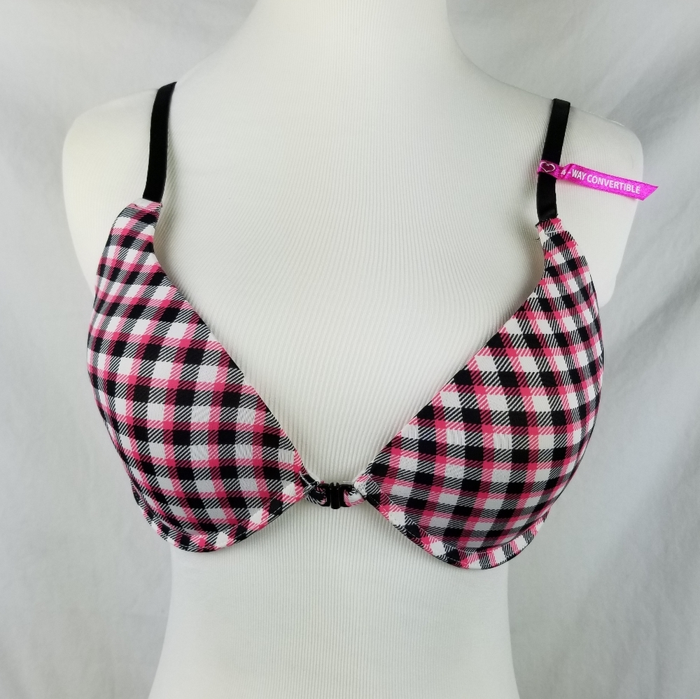 Wallflower Bra Plaid 4 Way Convertible Front 38C